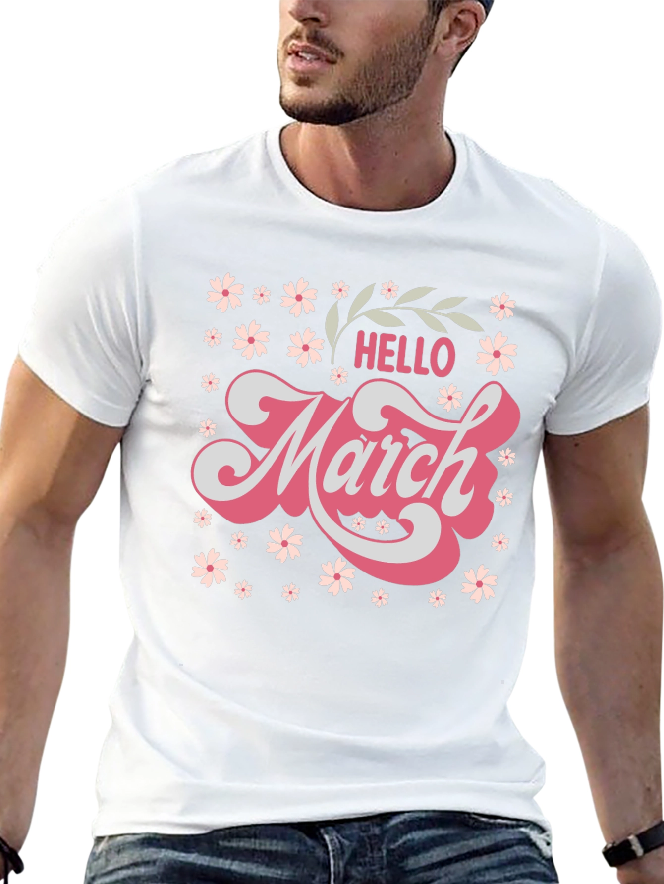 Hello March Floral T-Shirt - Cute Seasonal Tee
