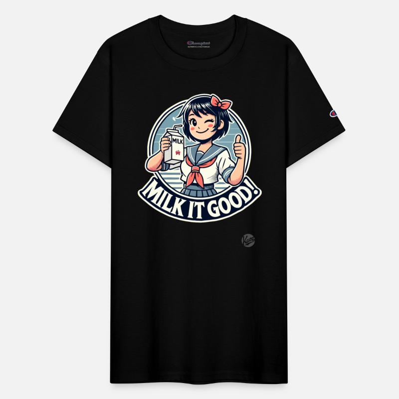 Winking Girl Holding Milk – “Milk It Good!”