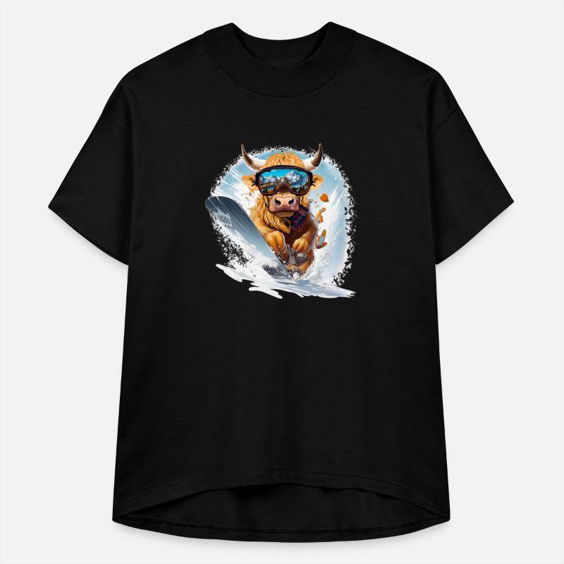 Winter sports, Highland Cow Snowboarding