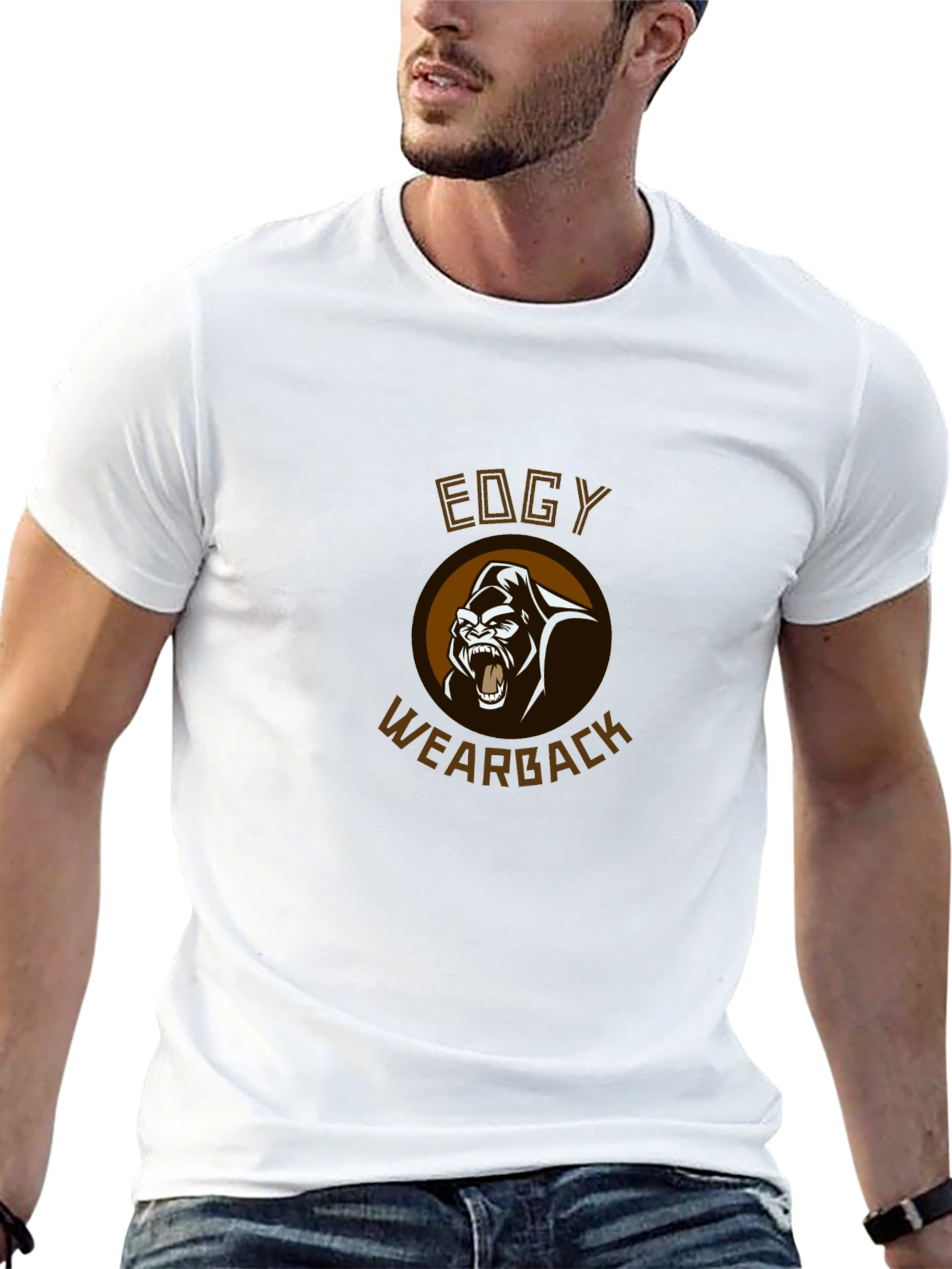 Edgy Wearback Gorilla Graphic T-Shirt