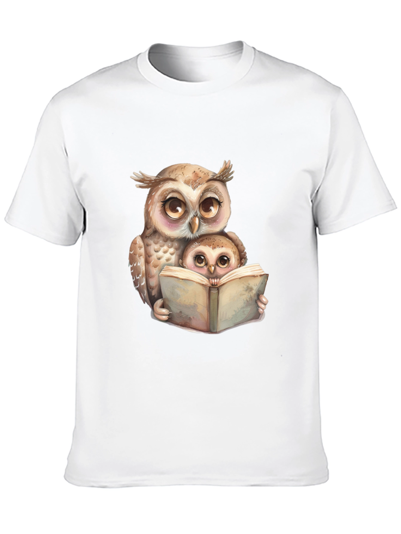Owl & Baby Reading T-Shirt - Black