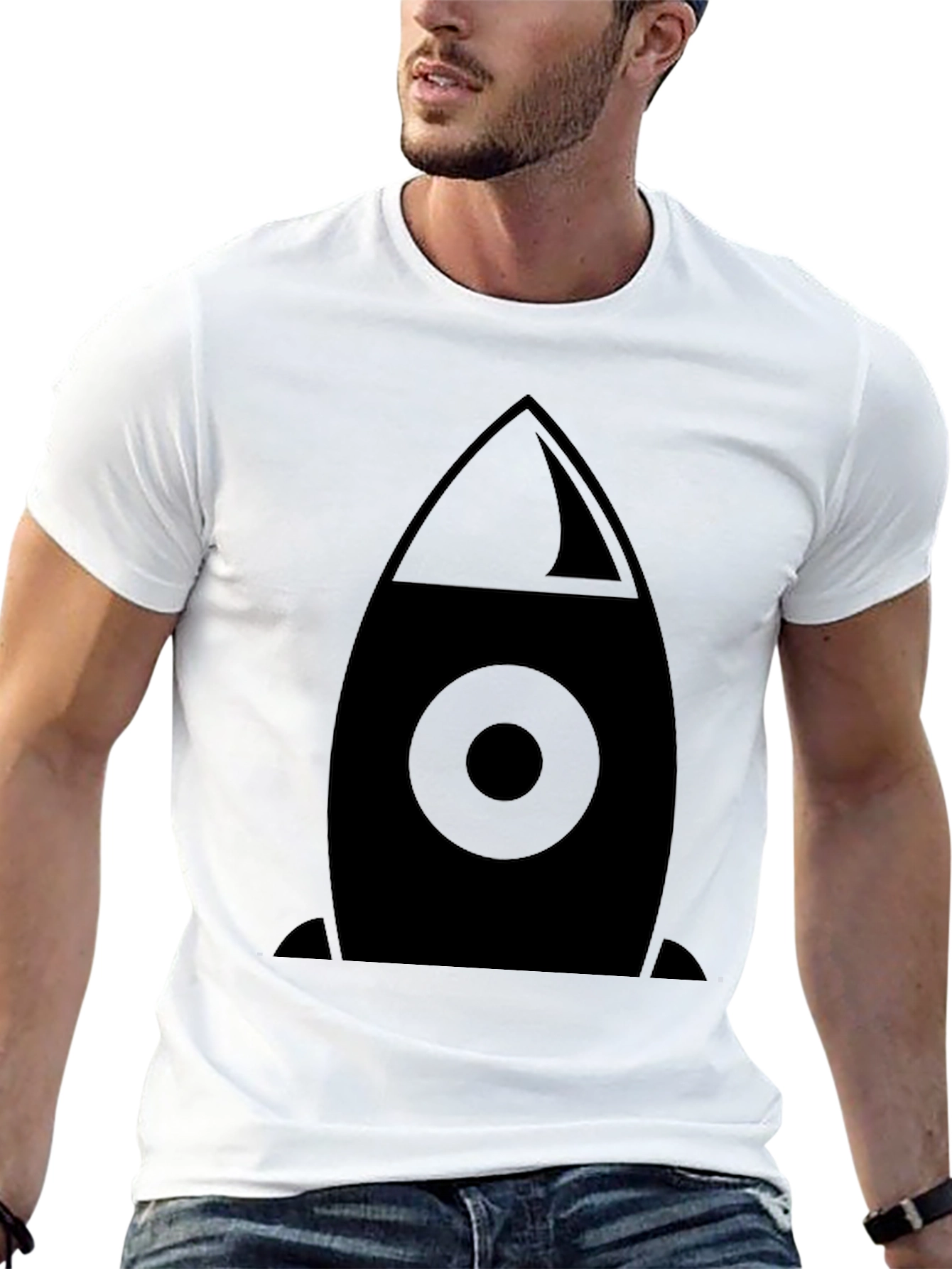 Rocket Graphic Black T-Shirt - Space Adventure Style