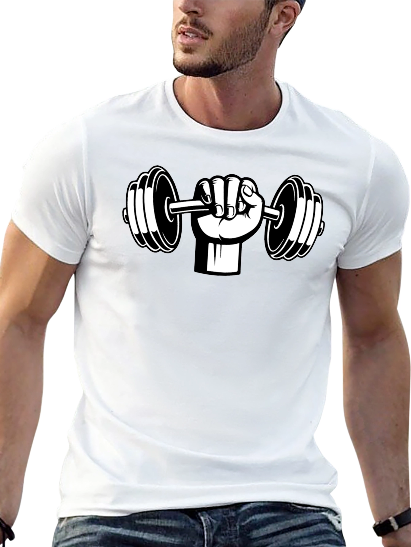 Weightlifting Graphic Tee - Black Cotton Gym Shirt