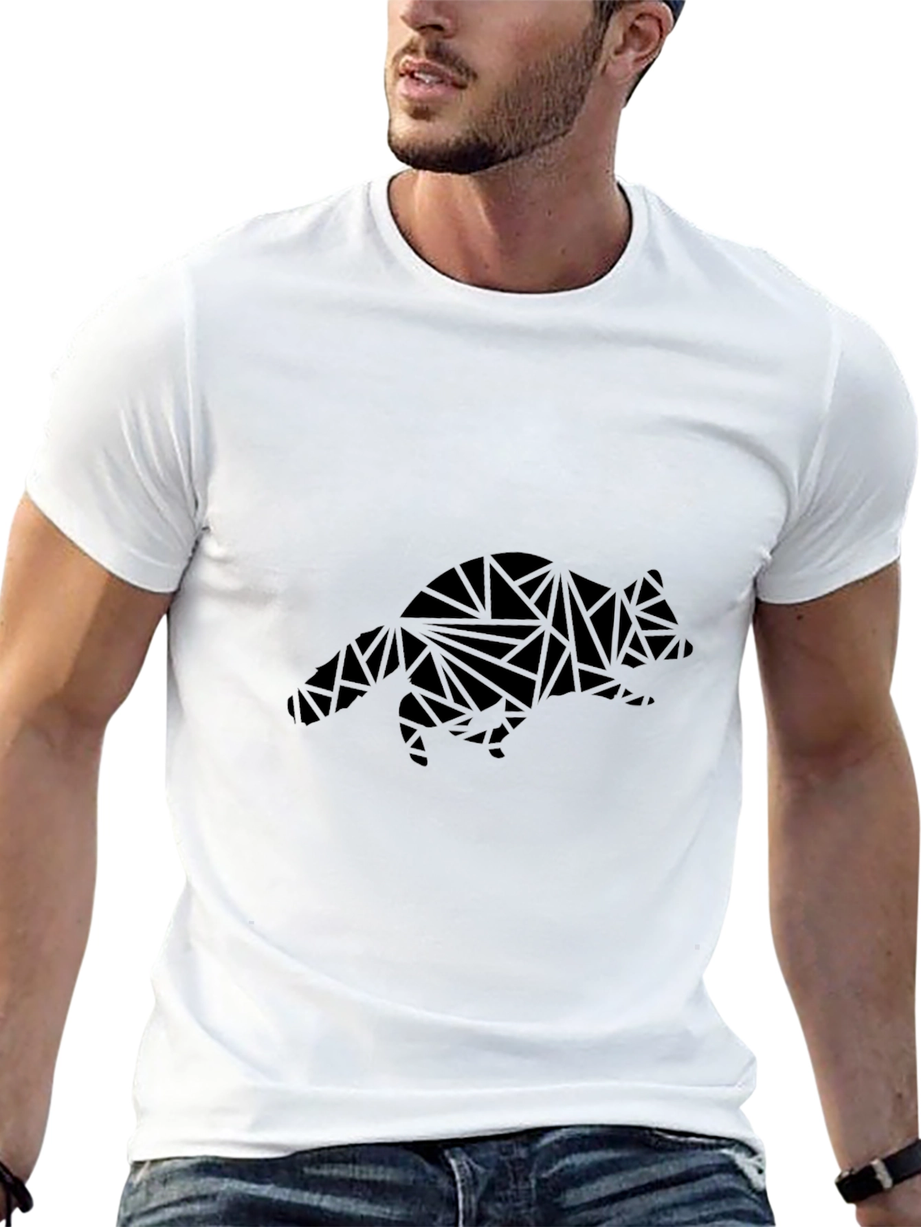 Geometric Fox Graphic Black T-Shirt