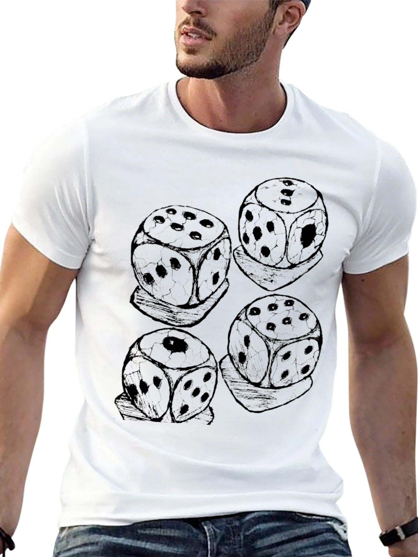 Dice Pattern Black T-Shirt