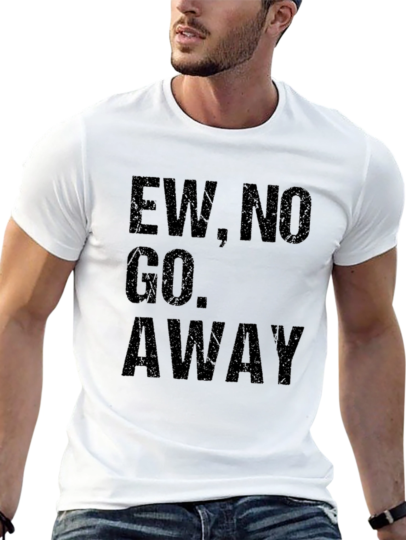 Ew No Go Away Mens Black Graphic Tee