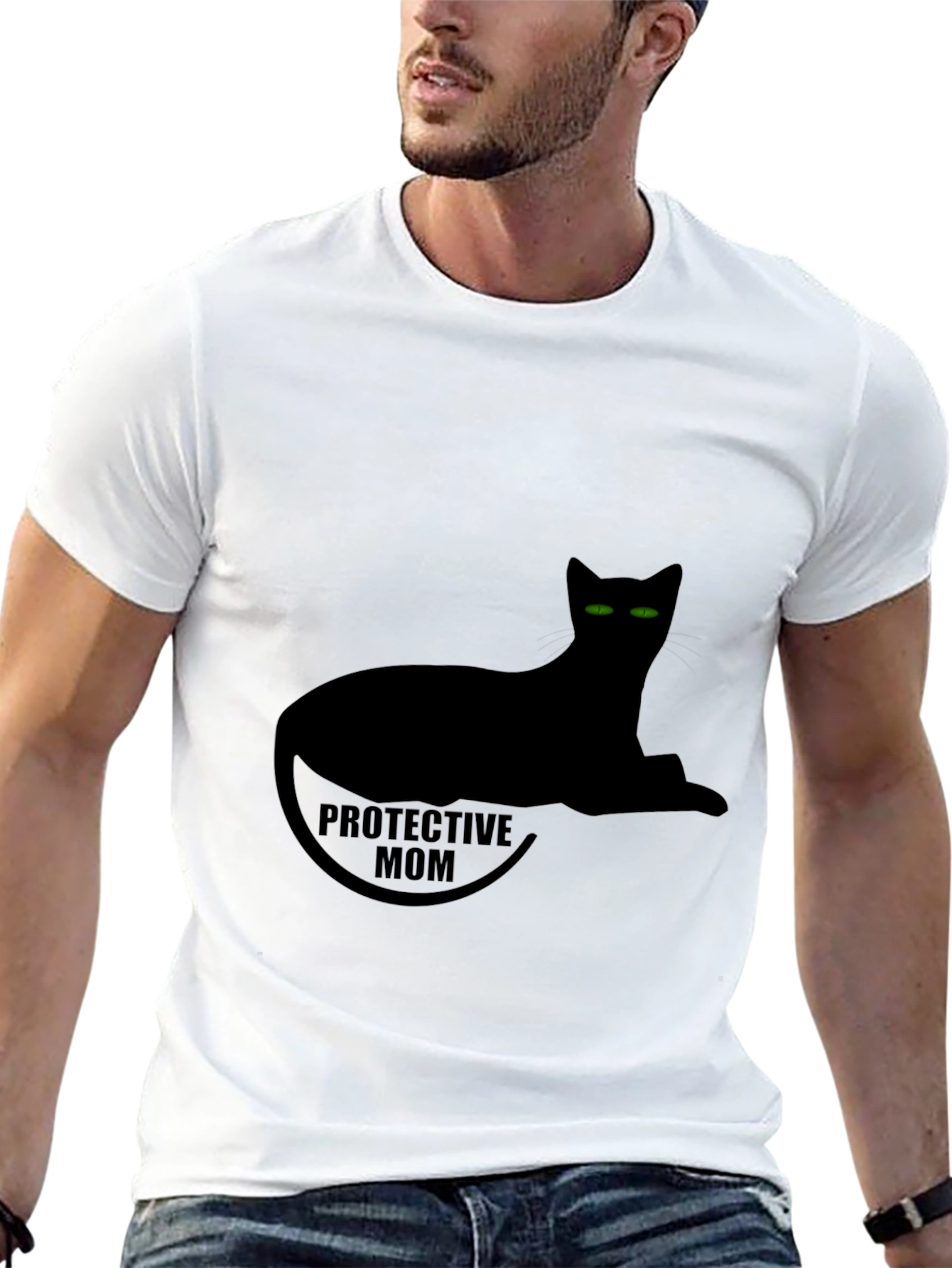 Protective Mom Cat T-Shirt - Black Tee