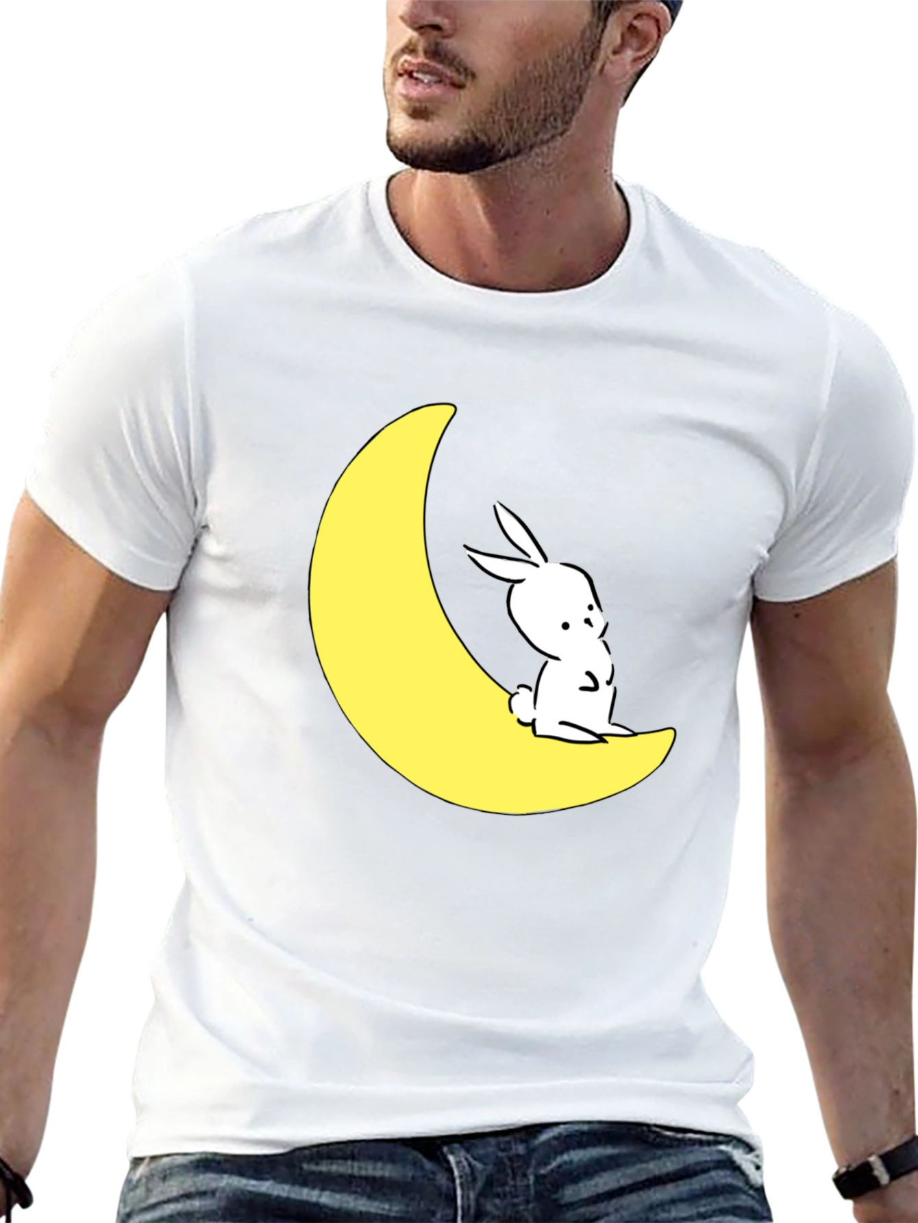 Moon Rabbit Graphic T-Shirt - Black