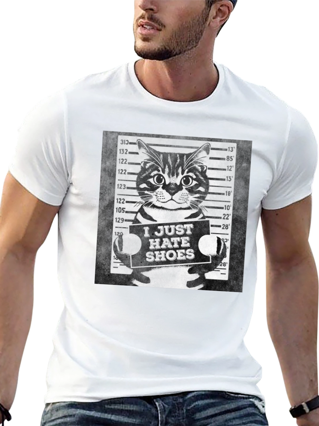I Just Hate Shoes Cat Mugshot Graphic Tee