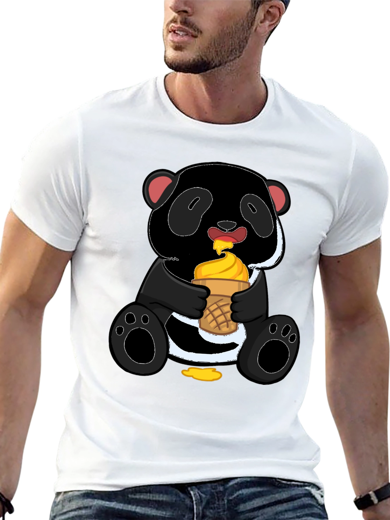 Panda Eating Ice Cream Graphic Tee
