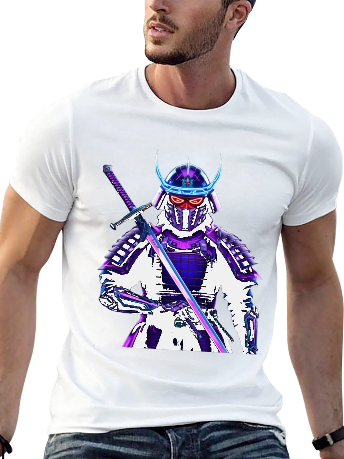 Samurai Warrior Graphic T-Shirt - Black