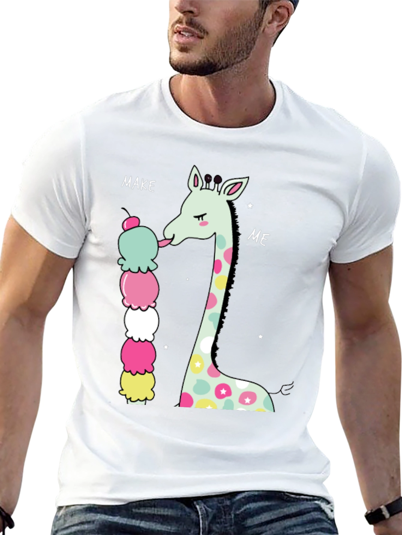 Giraffe Ice Cream Graphic T-Shirt