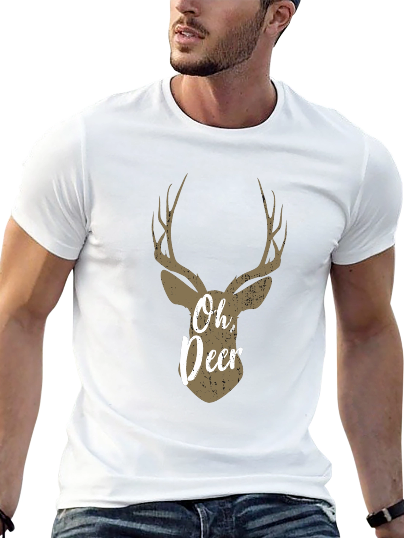 Oh Deer Graphic T-Shirt - Black Casual Tee