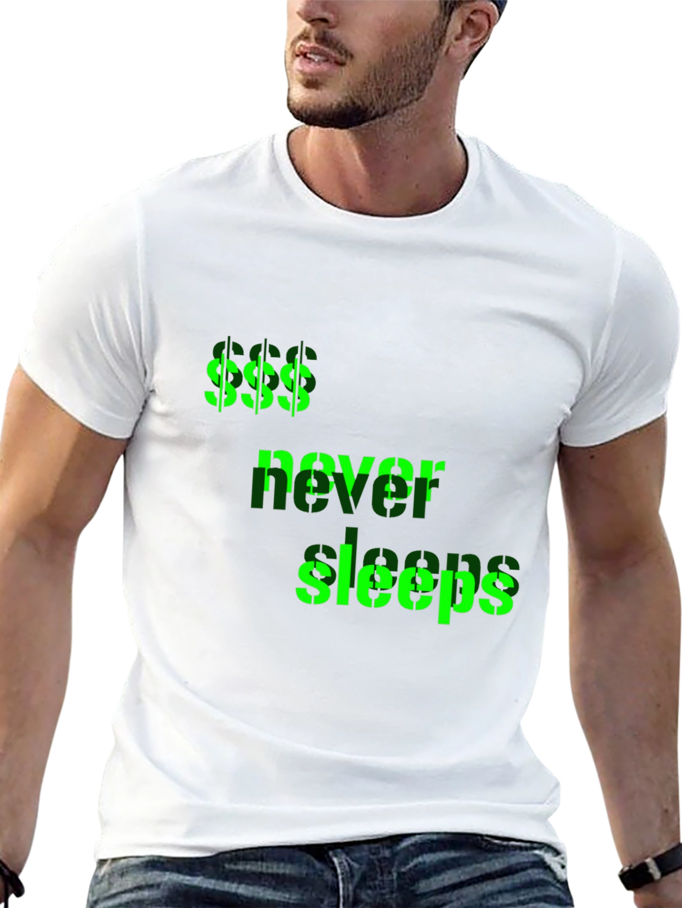 Money Never Sleeps Graphic Tee - Black