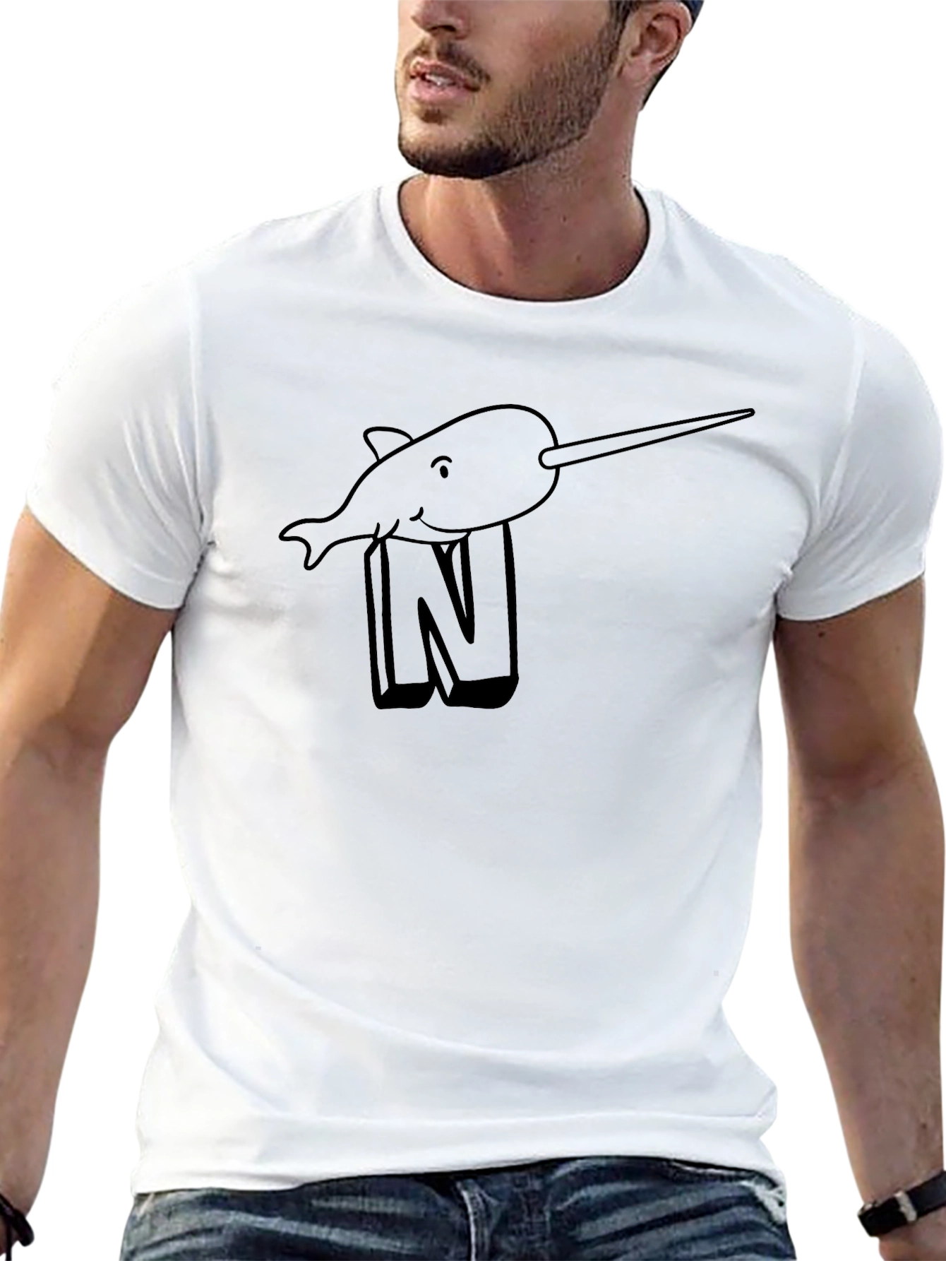 Narwhal N T-Shirt - Black Cotton Tee