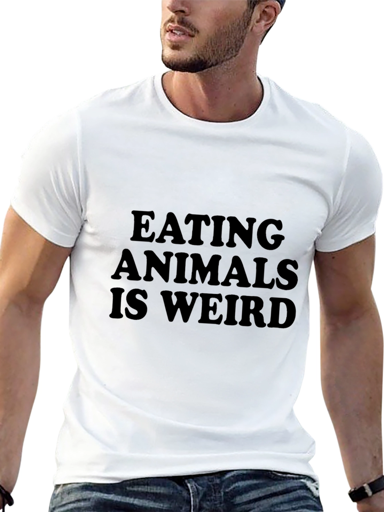 Eating Animals Is Weird - Unisex Black T-Shirt