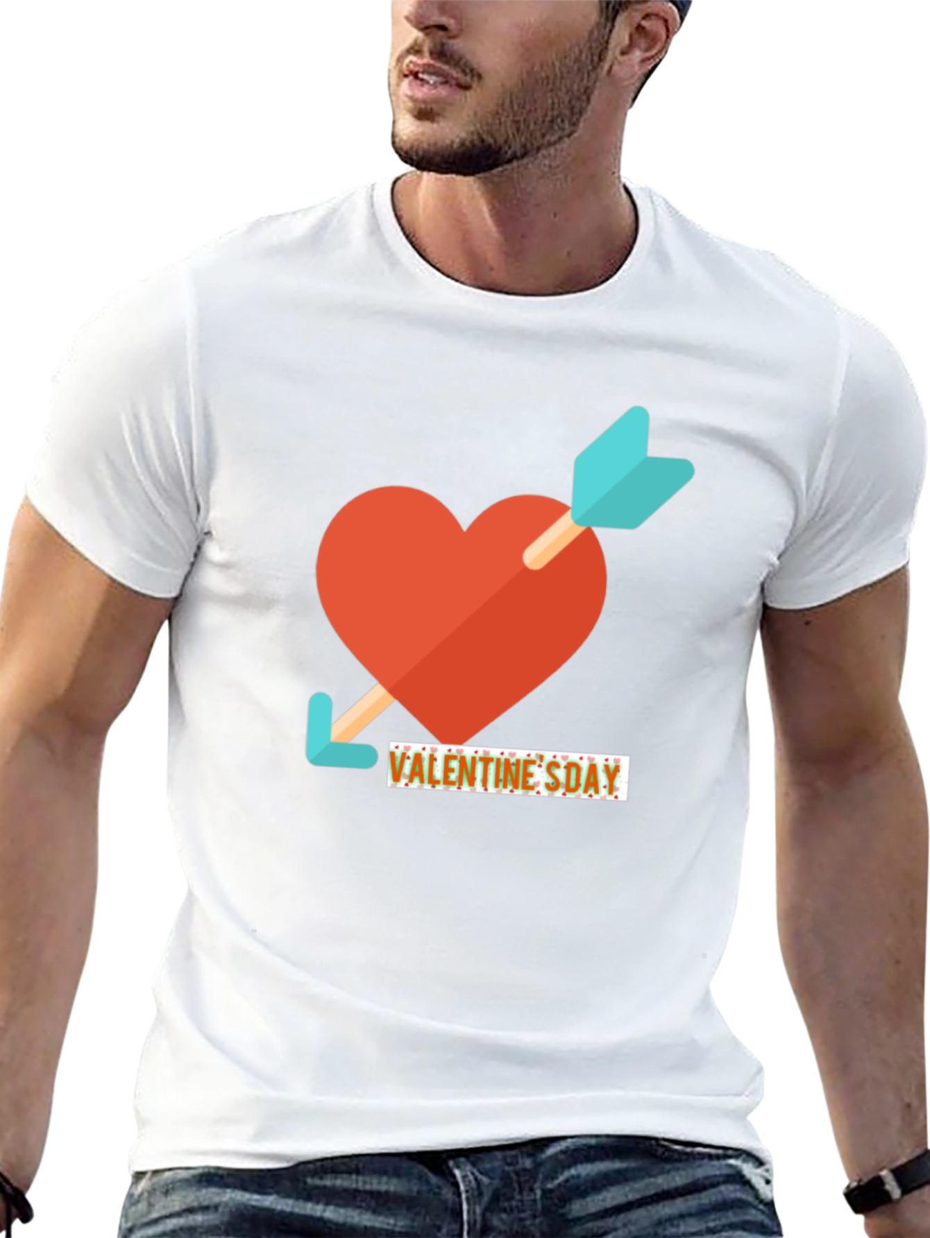 Valentines Day Heart & Arrow Graphic Tee - Black