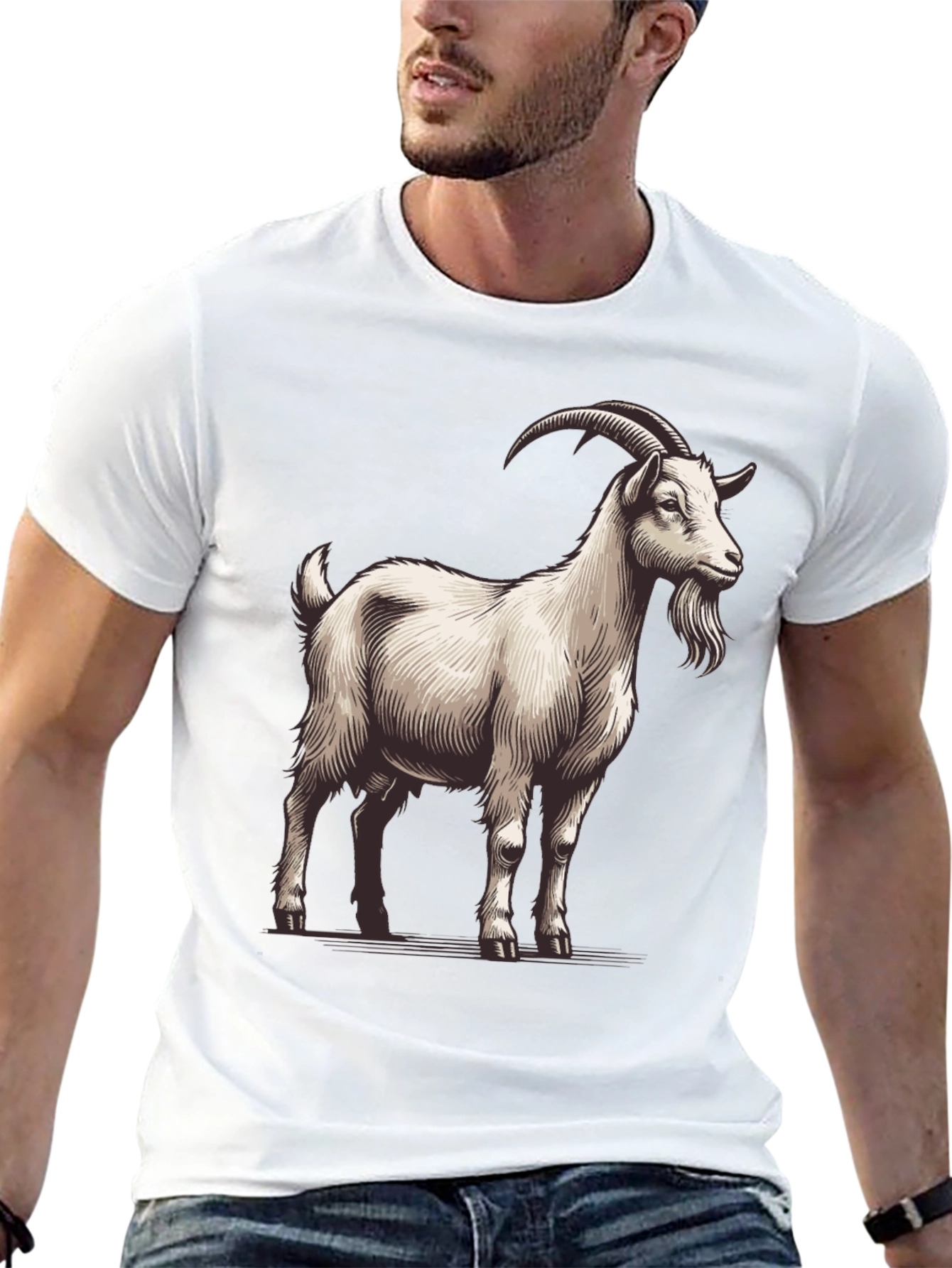 Goat Graphic Tee - Black Cotton T-Shirt