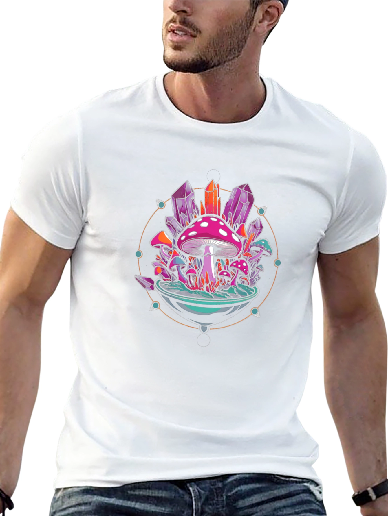 Mystical Mushroom Crystal Graphic Tee