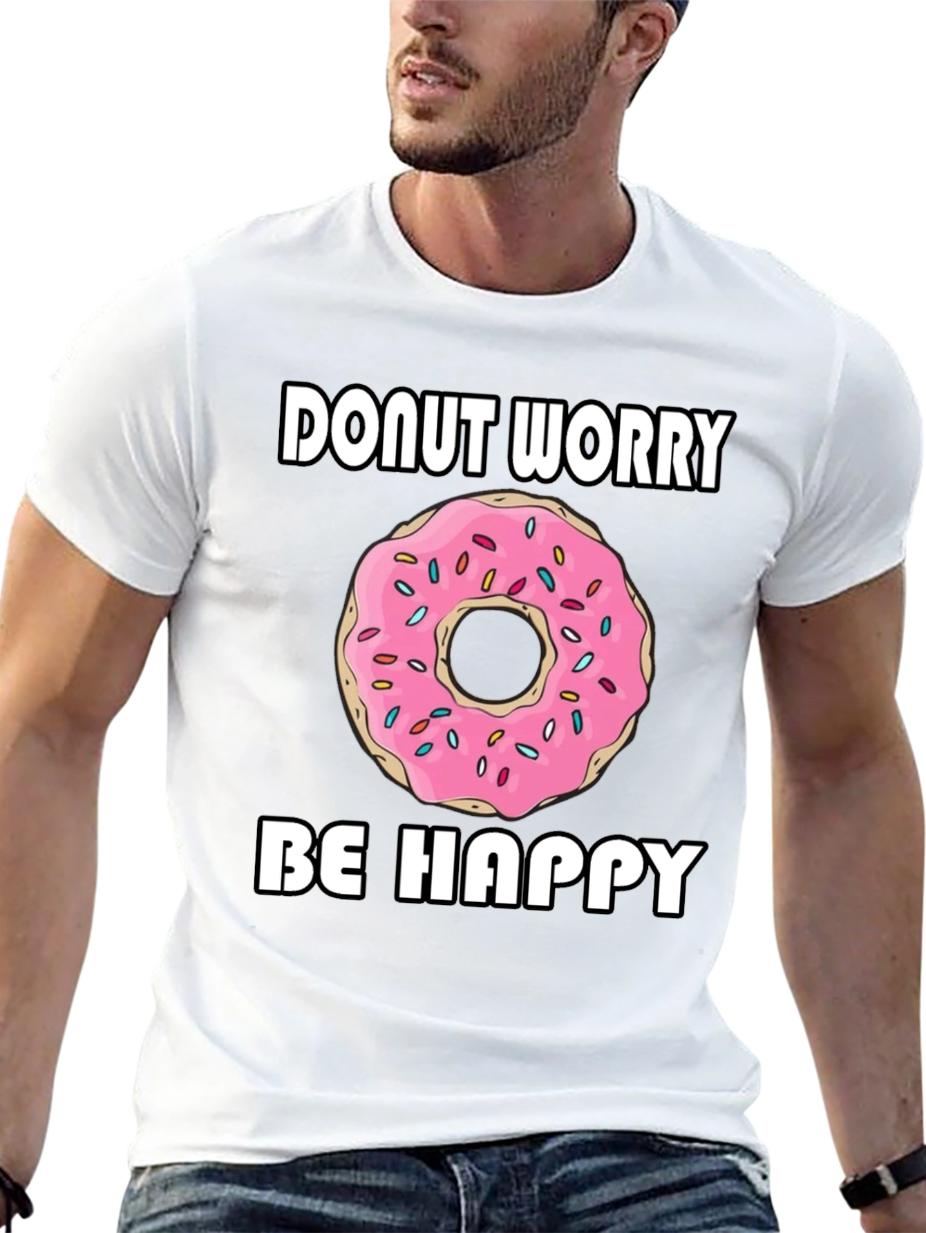 Donut Worry Be Happy Graphic T-Shirt