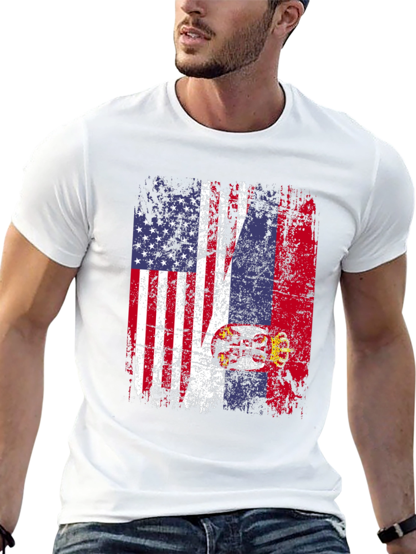 USA Serbia Flag Graphic T-Shirt