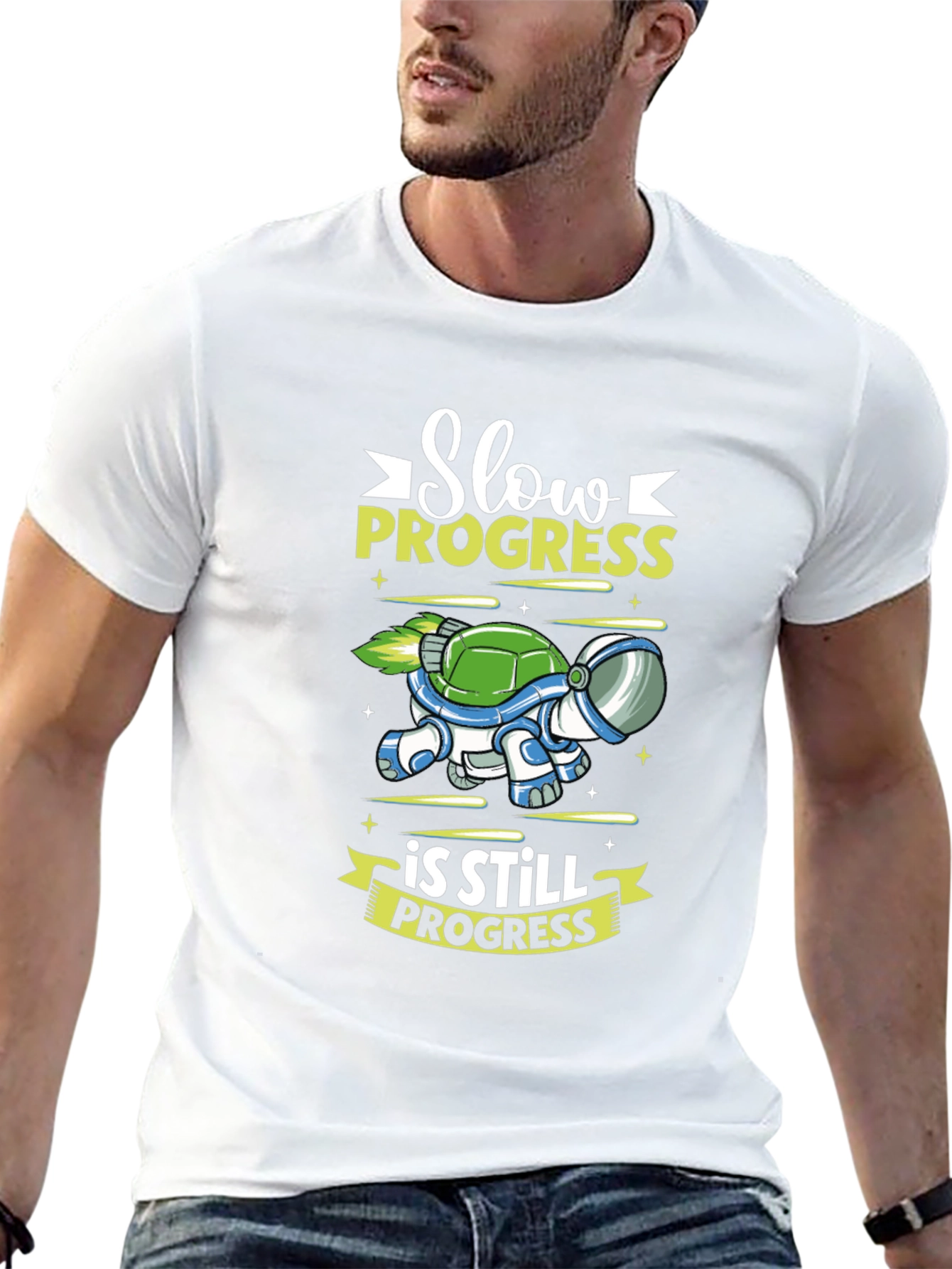 Slow Progress Turtle T-Shirt - Space Design