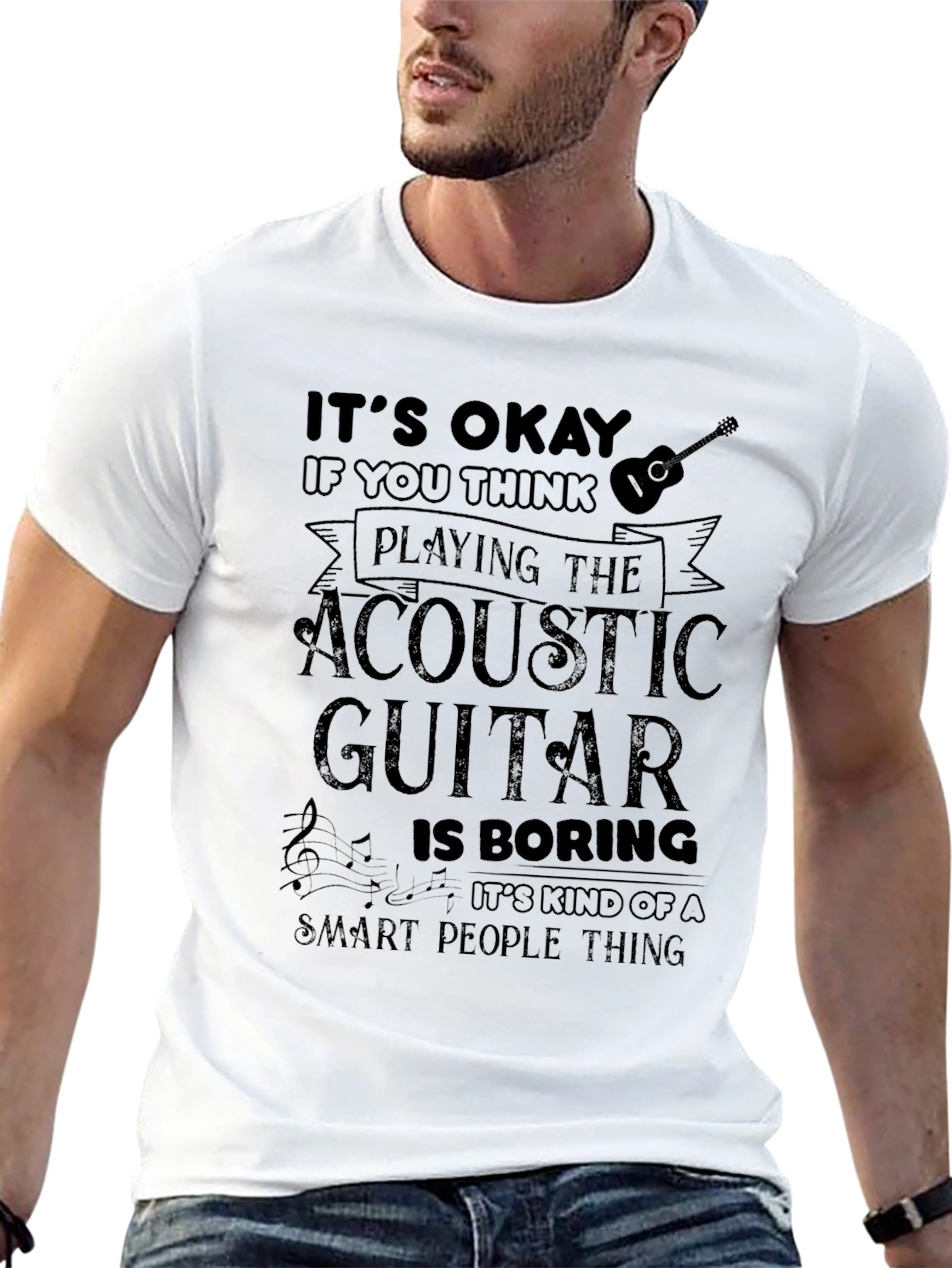 Acoustic Guitar Smart People Black T-Shirt