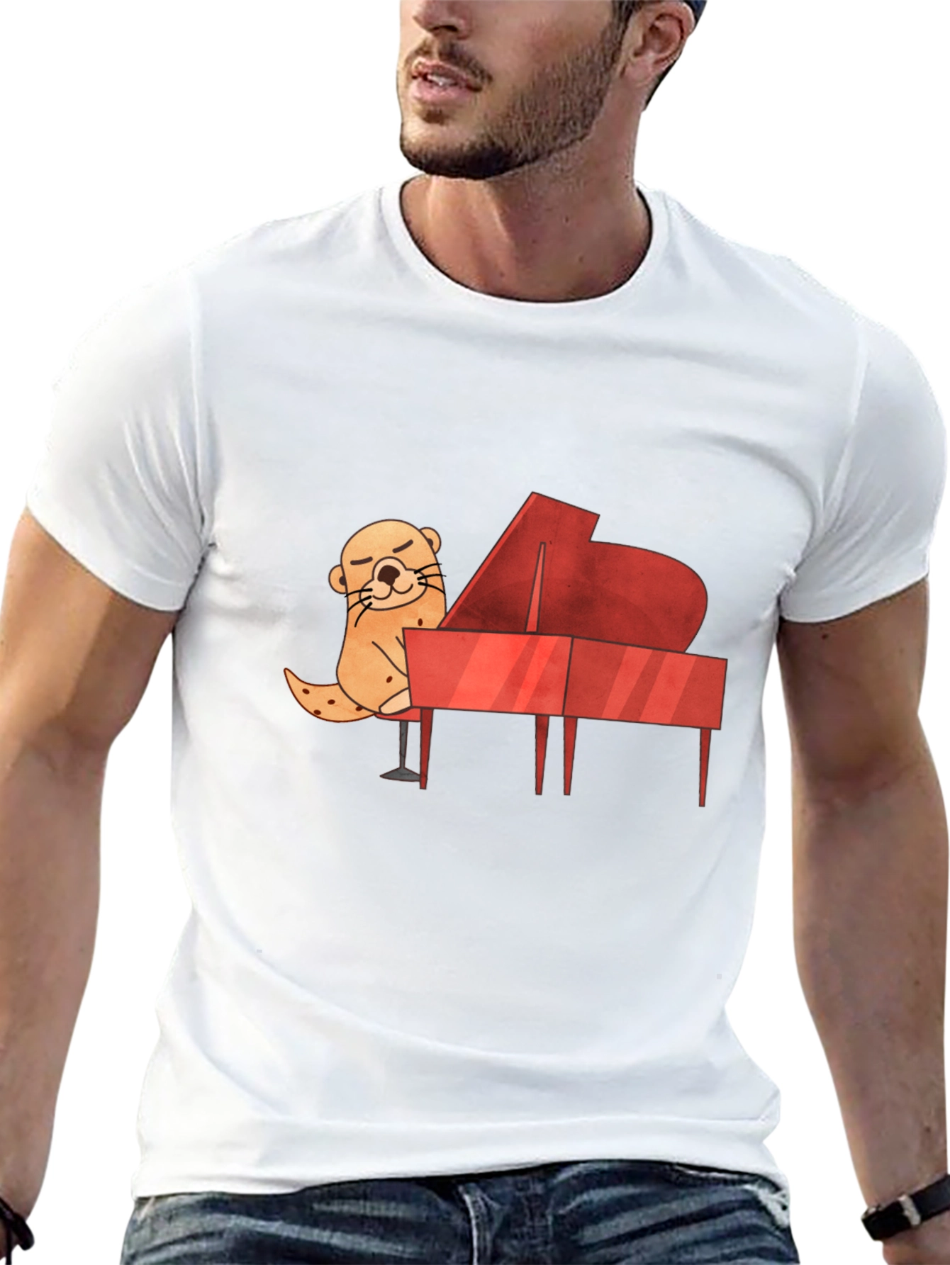 Otter Playing Piano Graphic Tee