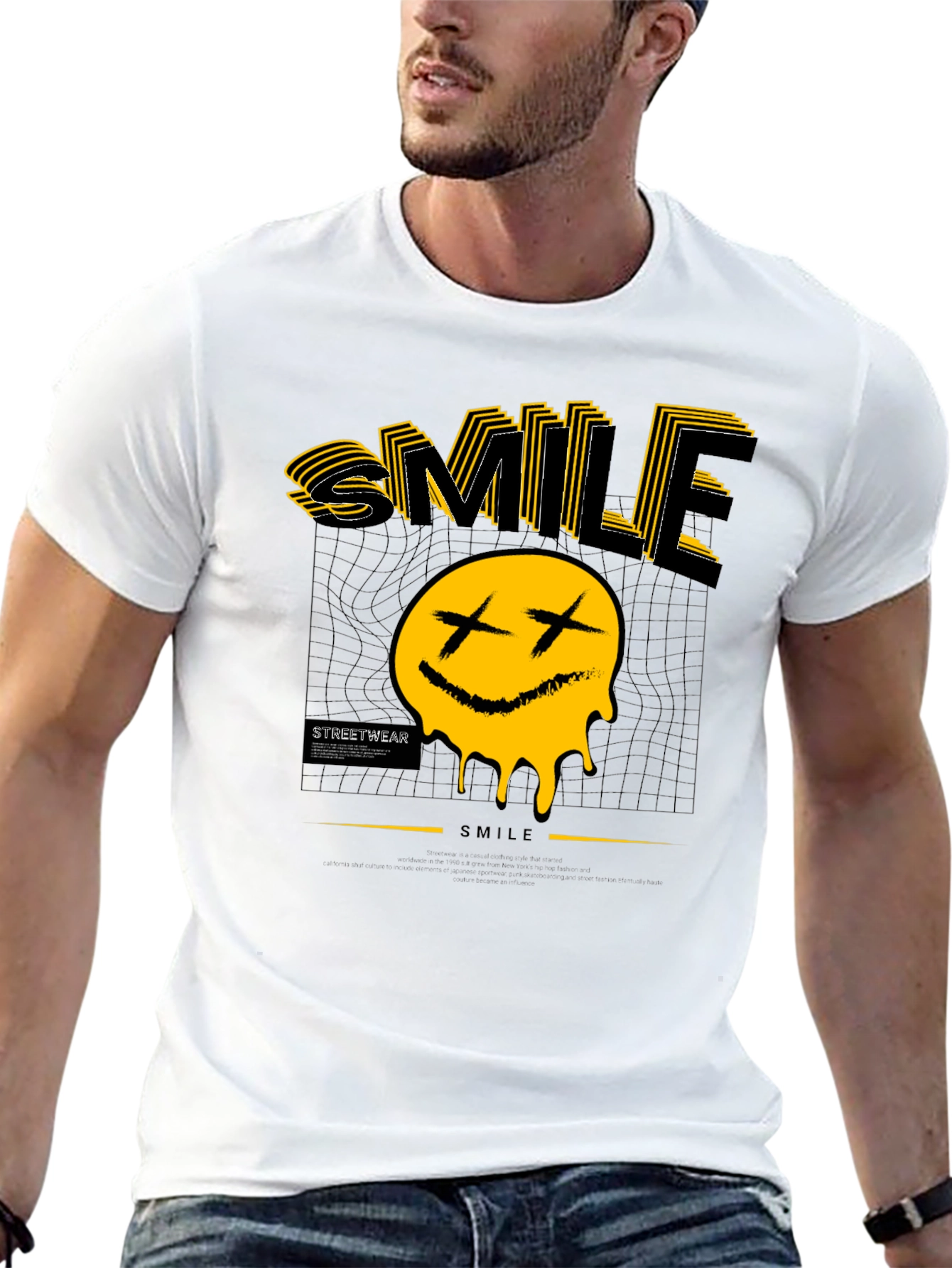Smile Graphic Print Black T-Shirt