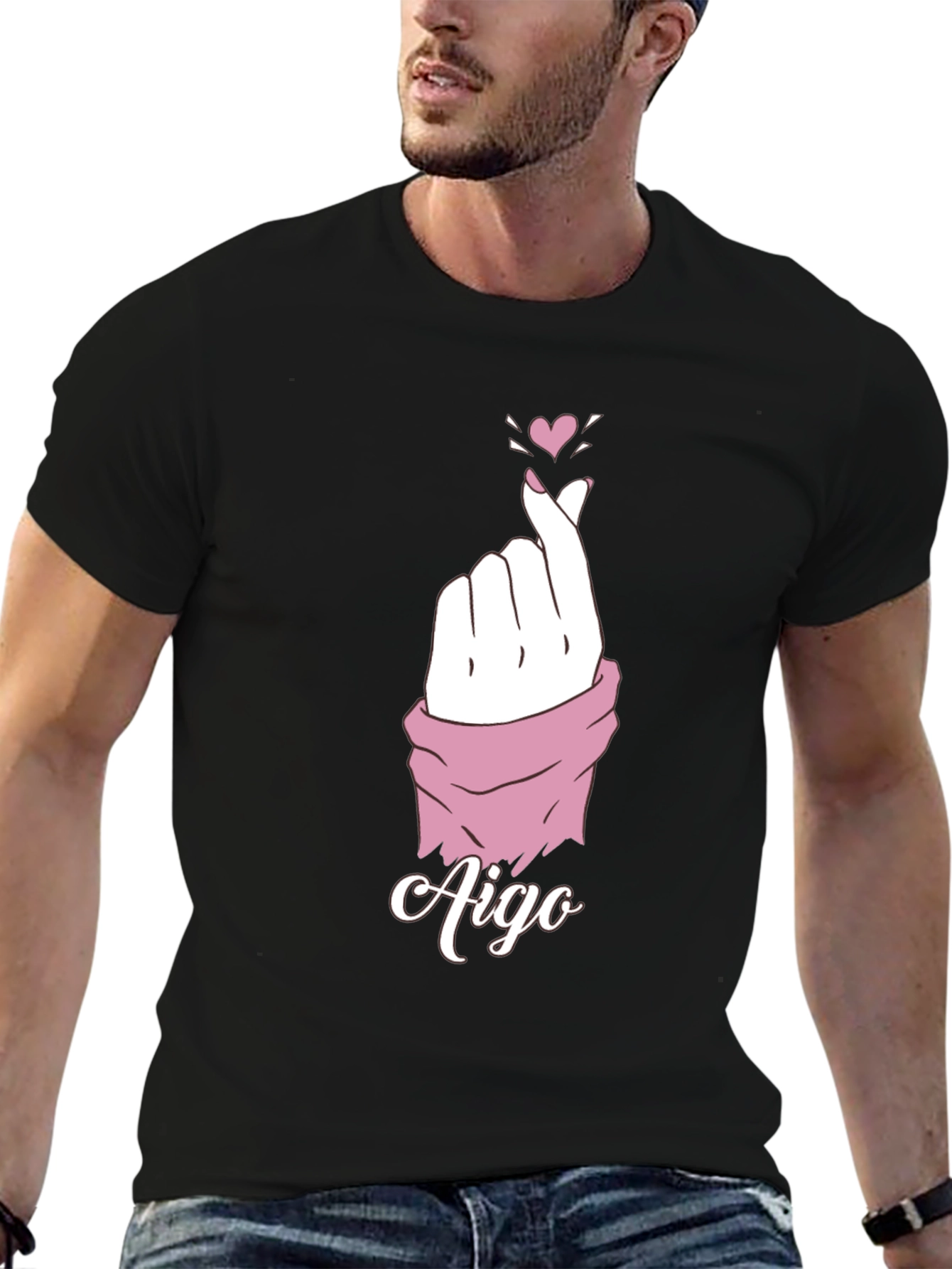 Aigo Heart Fingers Black T-Shirt