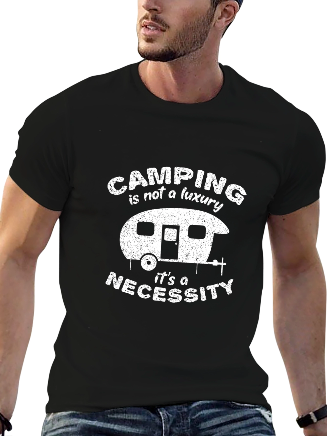 Camping is a Necessity Black T-Shirt
