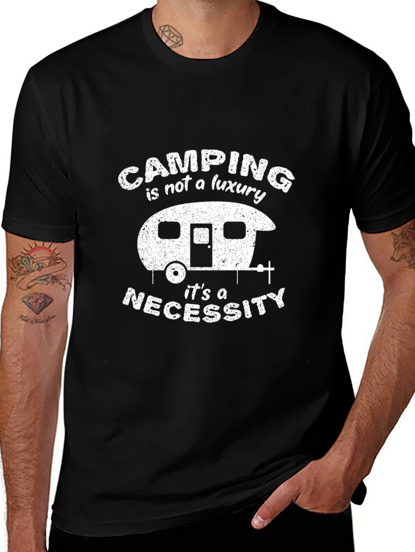 Camping is a Necessity Black T-Shirt