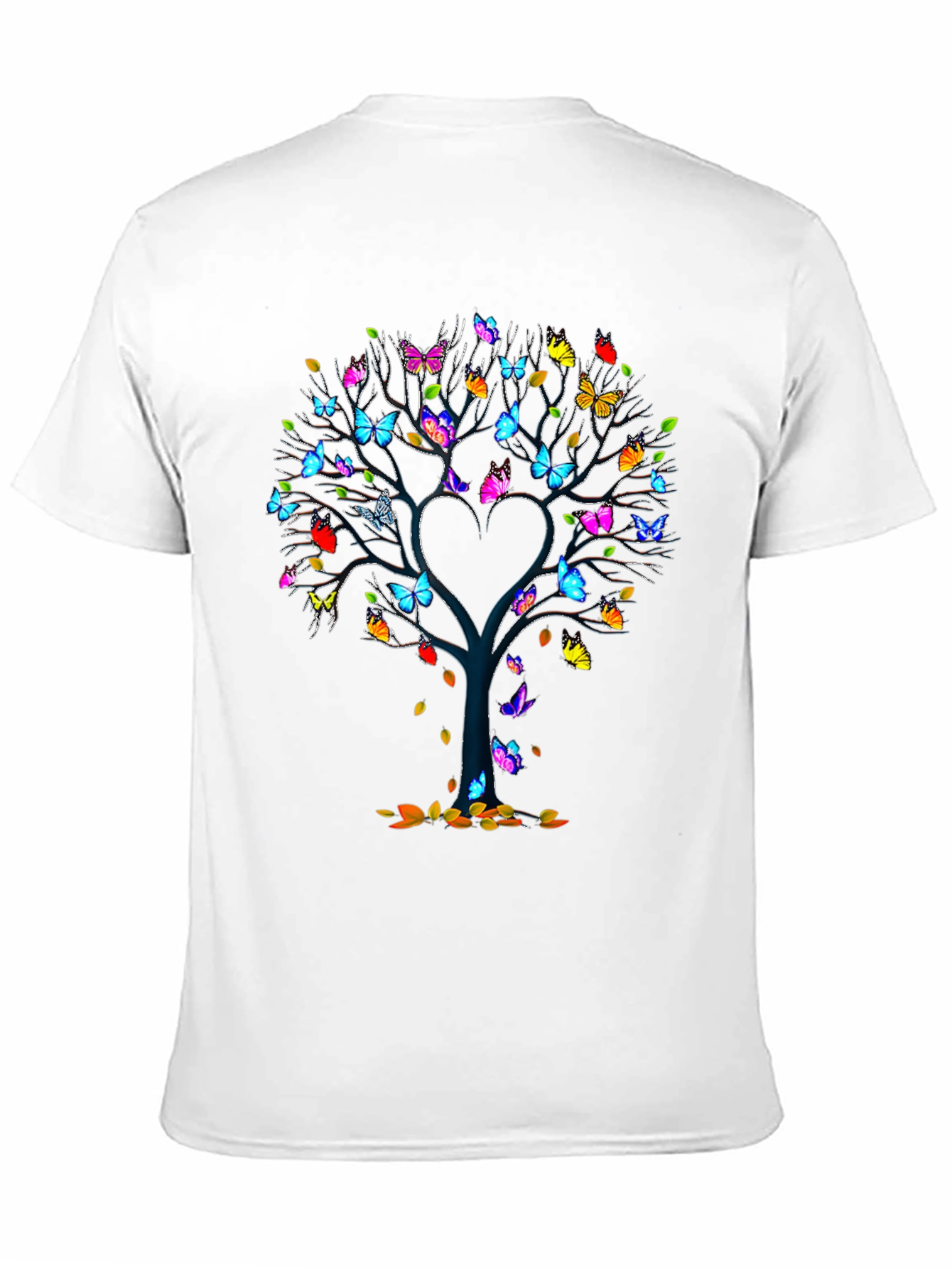 Butterfly Tree Heart Graphic Black T-Shirt