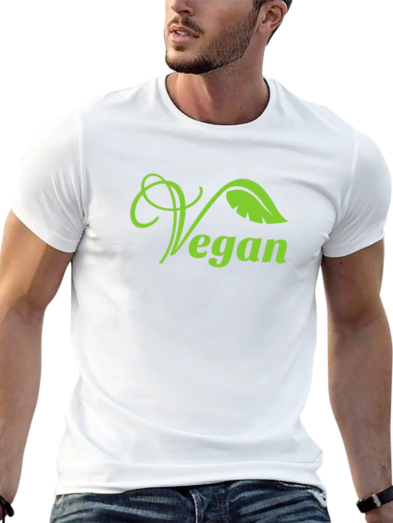 Vegan T-Shirt - Green Leaf Design