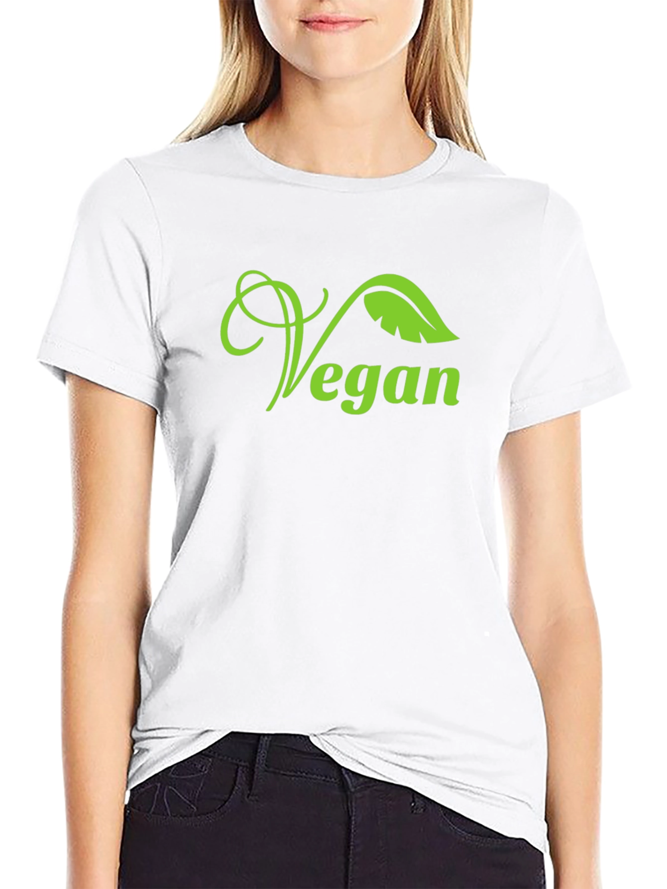 Vegan T-Shirt - Green Leaf Design