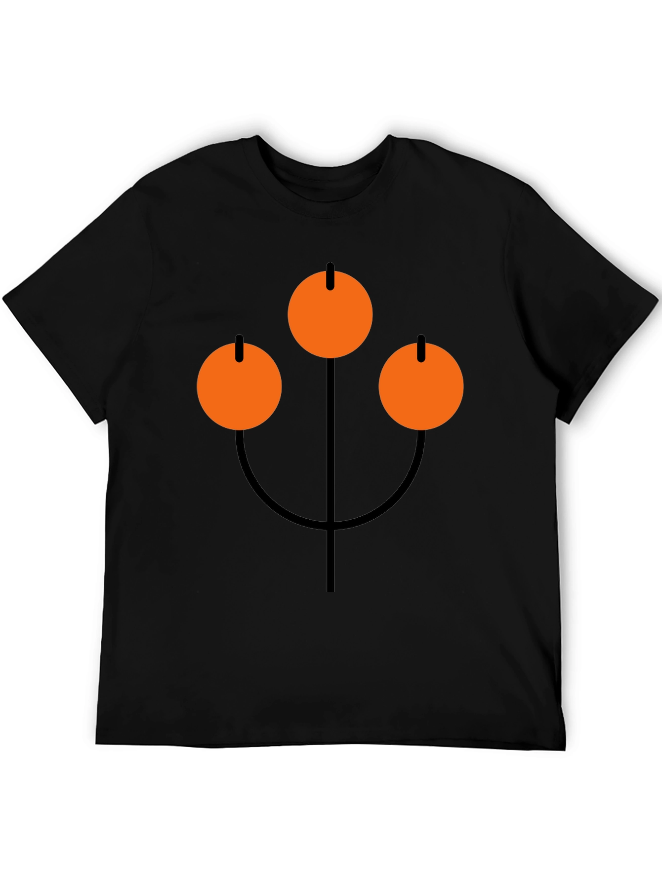 Abstract Orange Circle Graphic Black T-Shirt