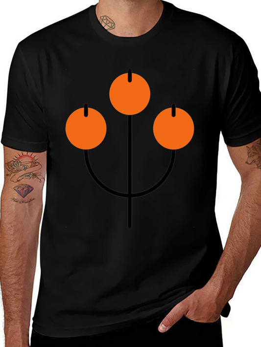 Abstract Orange Circle Graphic Black T-Shirt