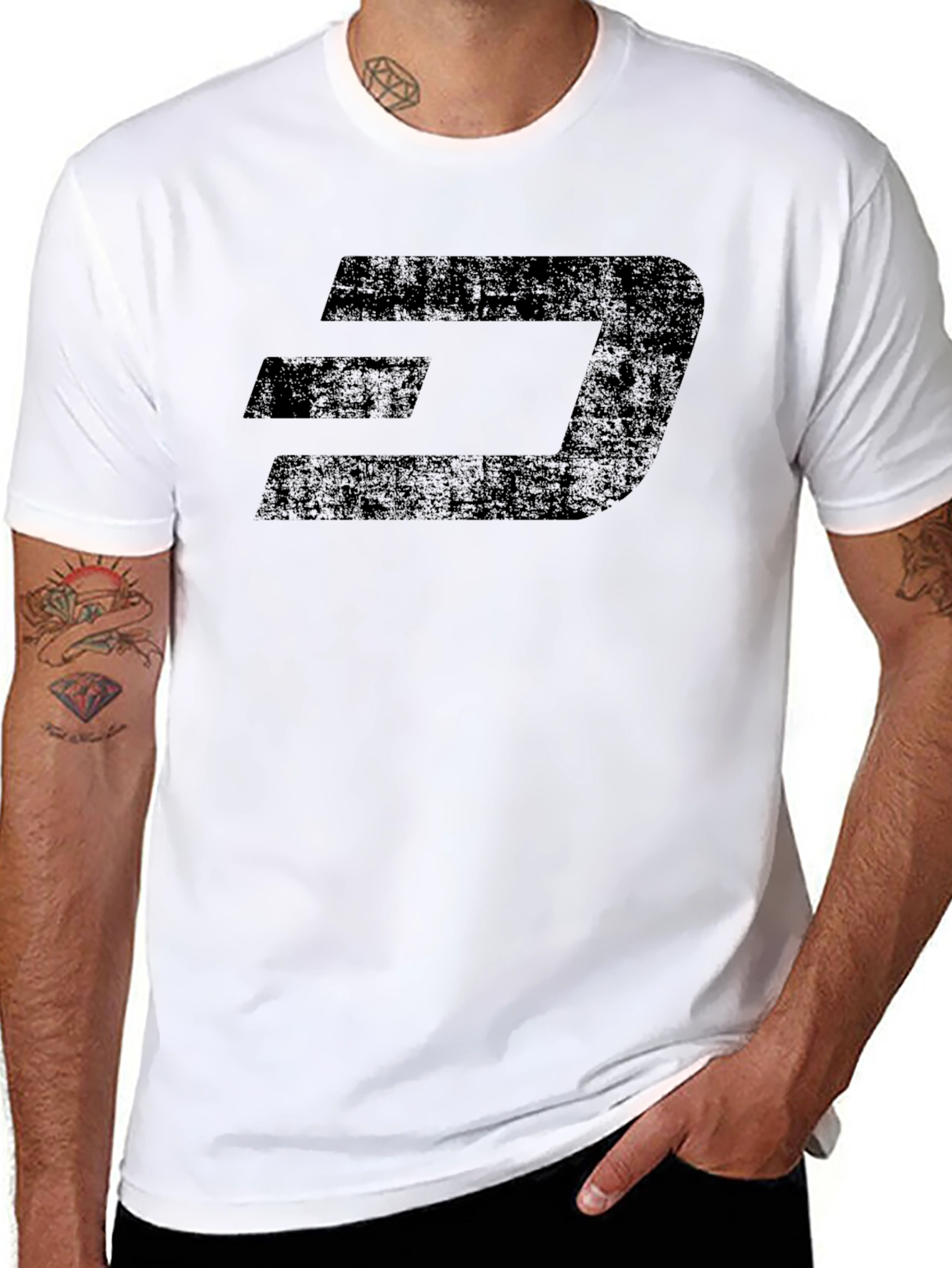 Distressed Dash Logo Black T-Shirt