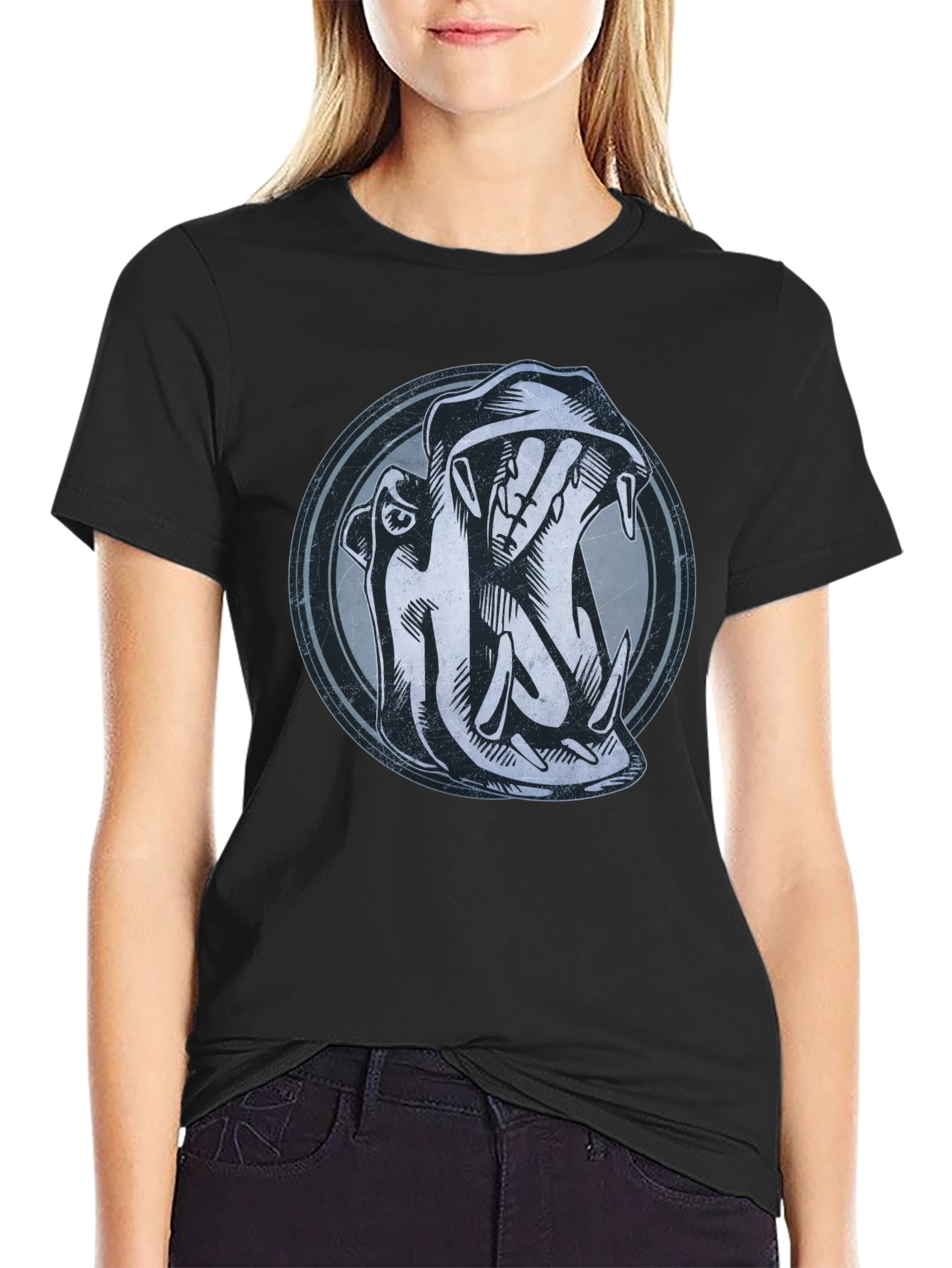 Hippo Graphic Print Black T-Shirt