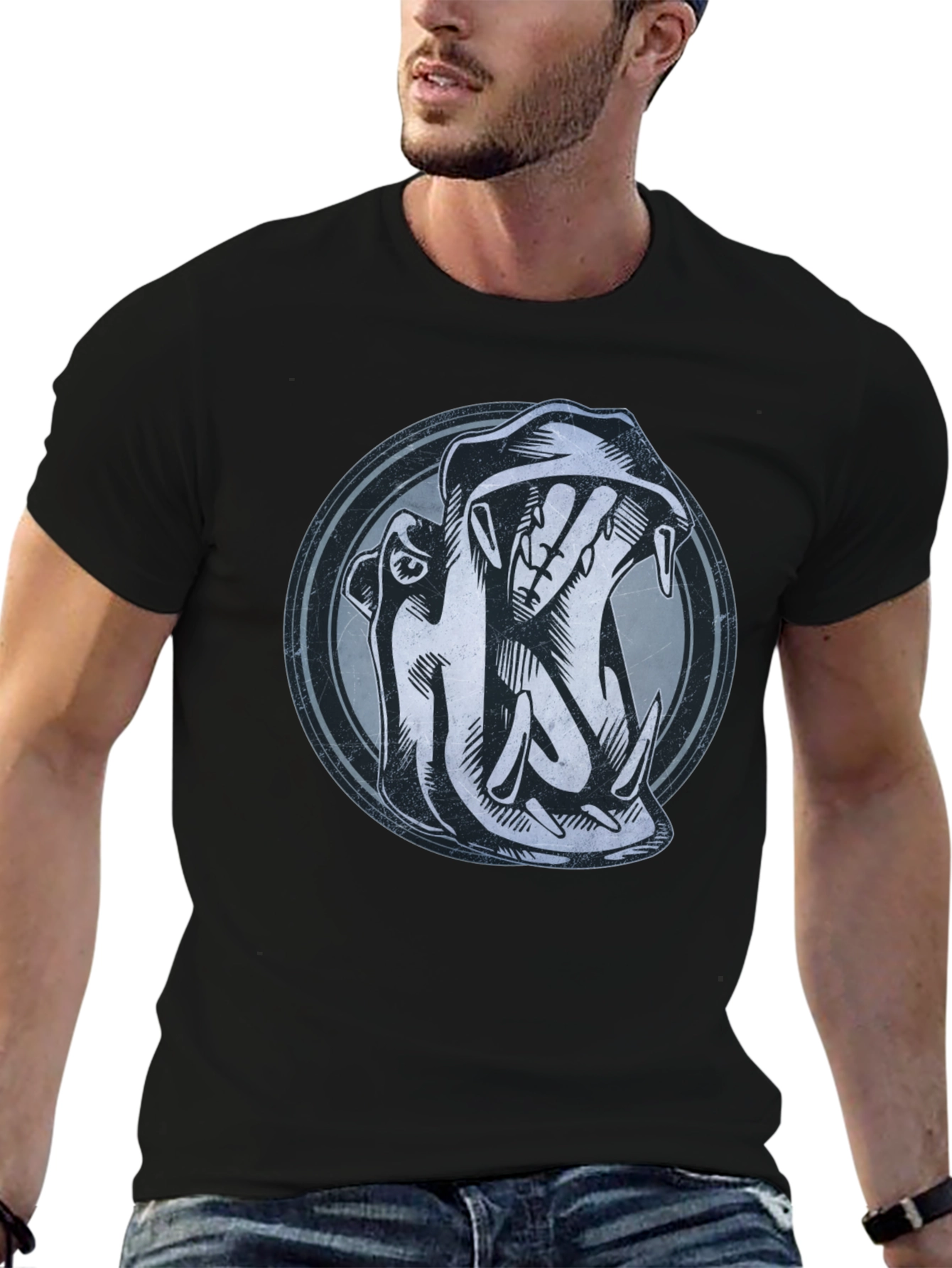 Hippo Graphic Print Black T-Shirt