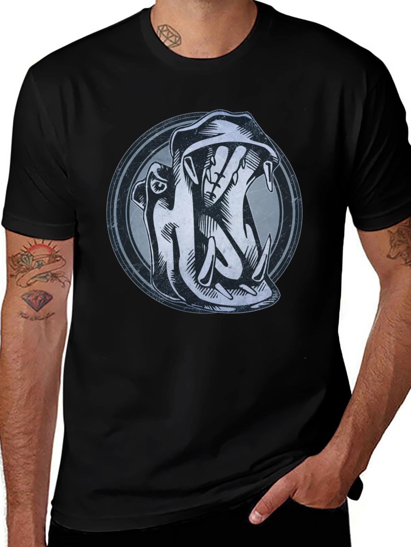 Hippo Graphic Print Black T-Shirt