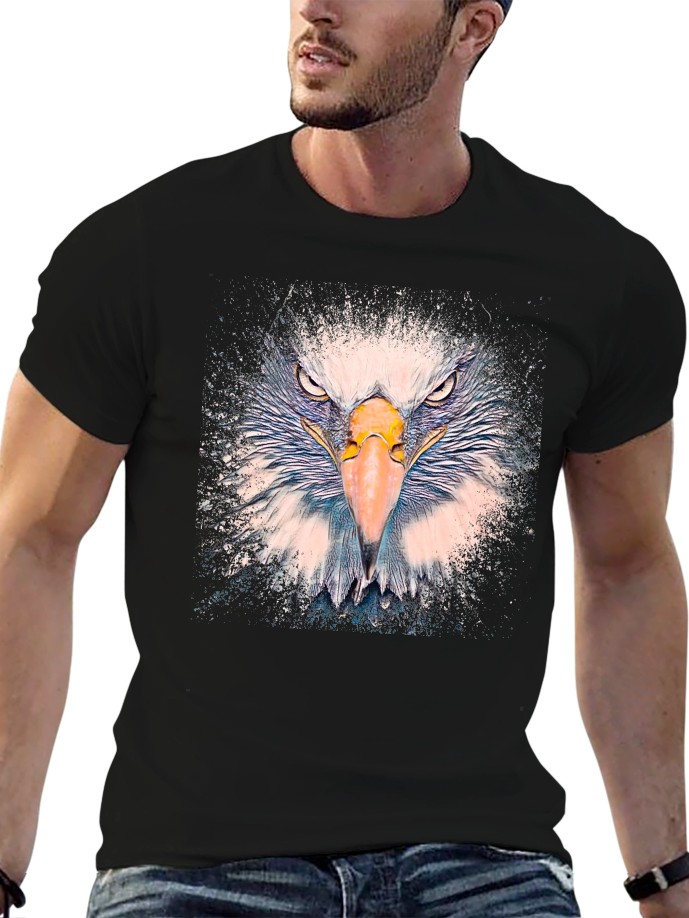Bold Eagle Graphic Tee - Black