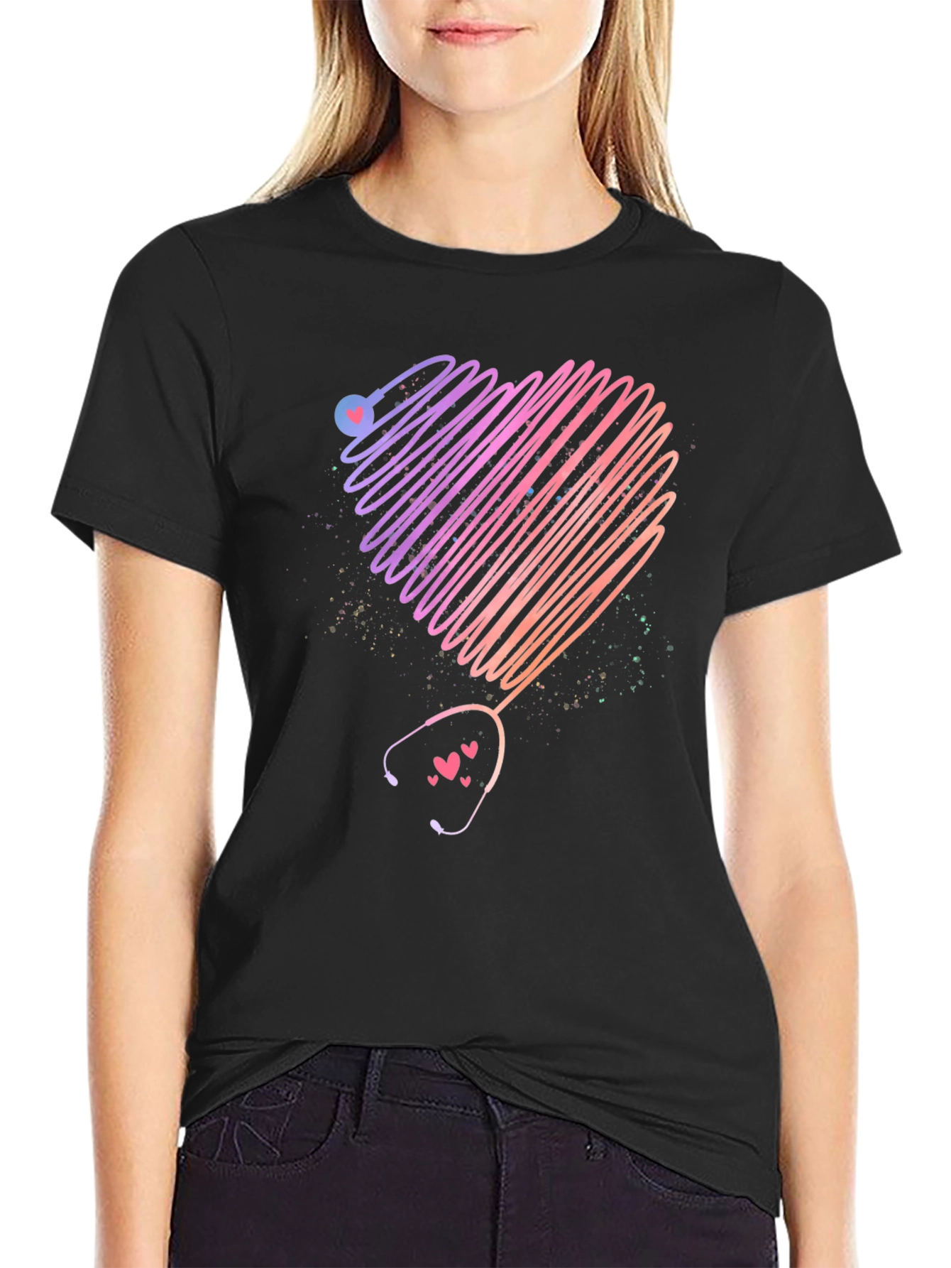 Heart Stethoscope Graphic T-Shirt - Medical Love