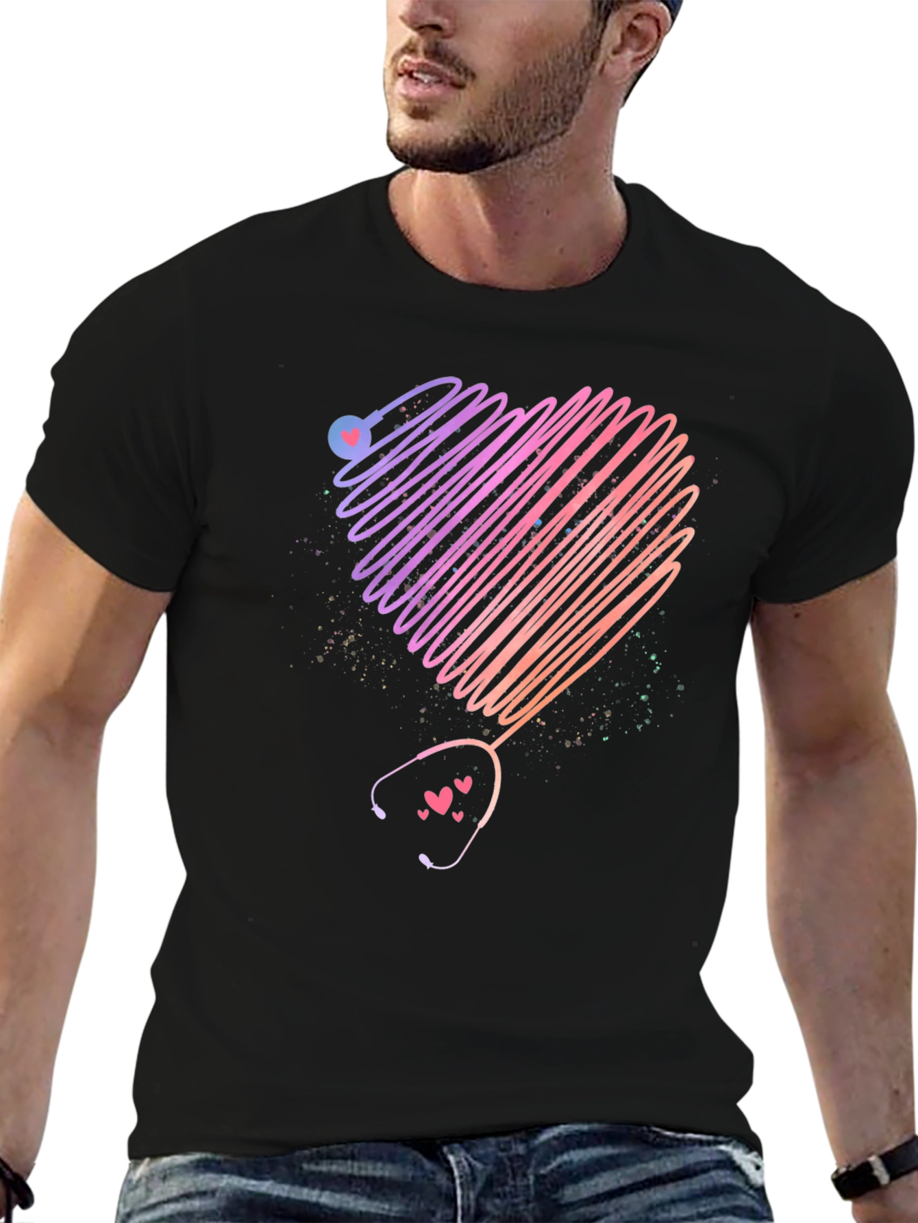 Heart Stethoscope Graphic T-Shirt - Medical Love