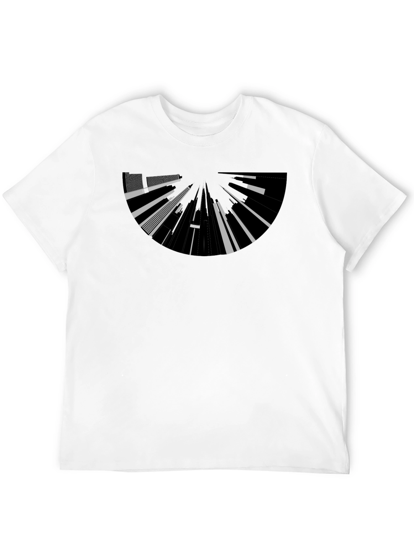 Abstract Cityscape Graphic Tee - Black Cotton