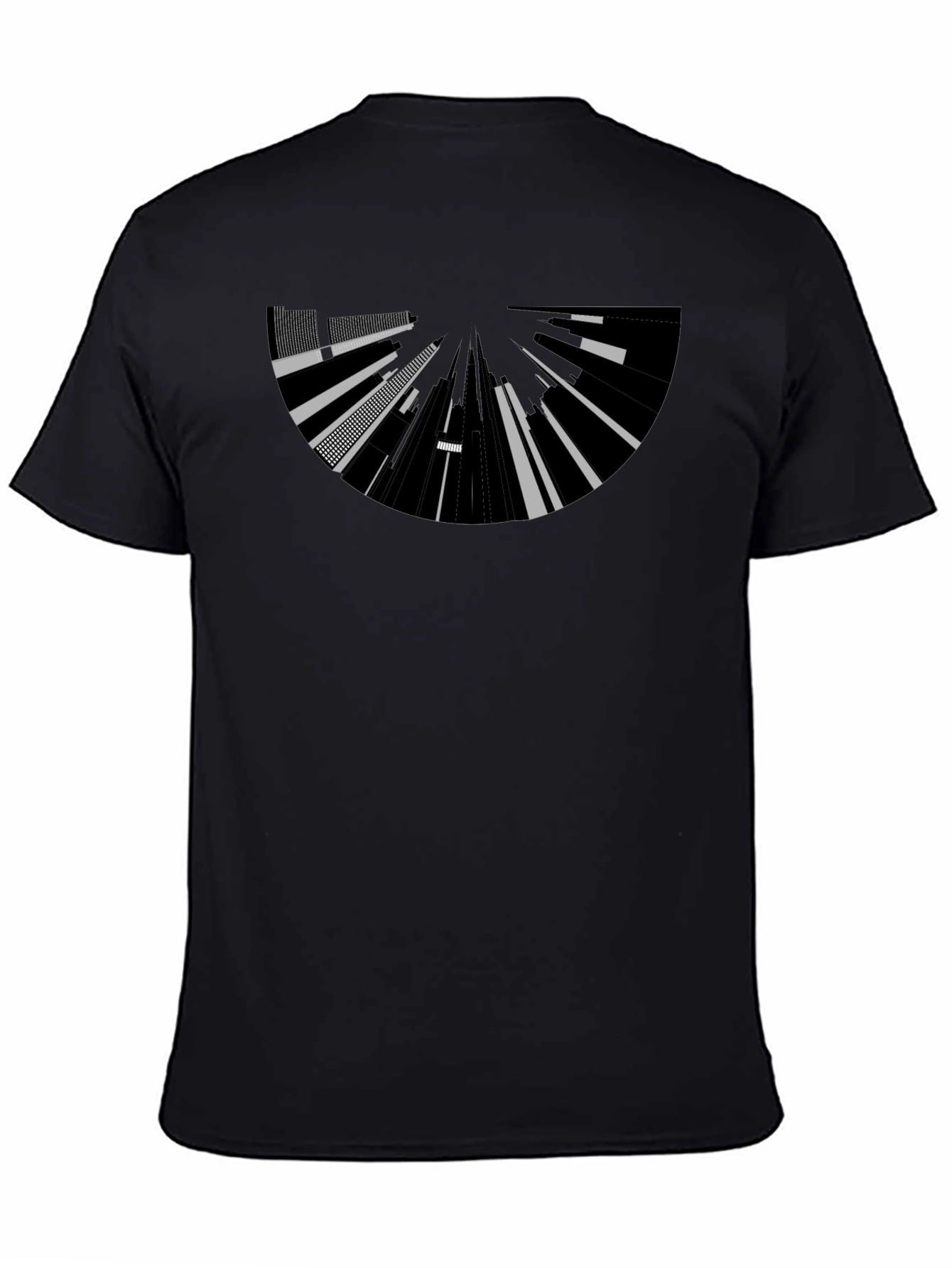 Abstract Cityscape Graphic Tee - Black Cotton