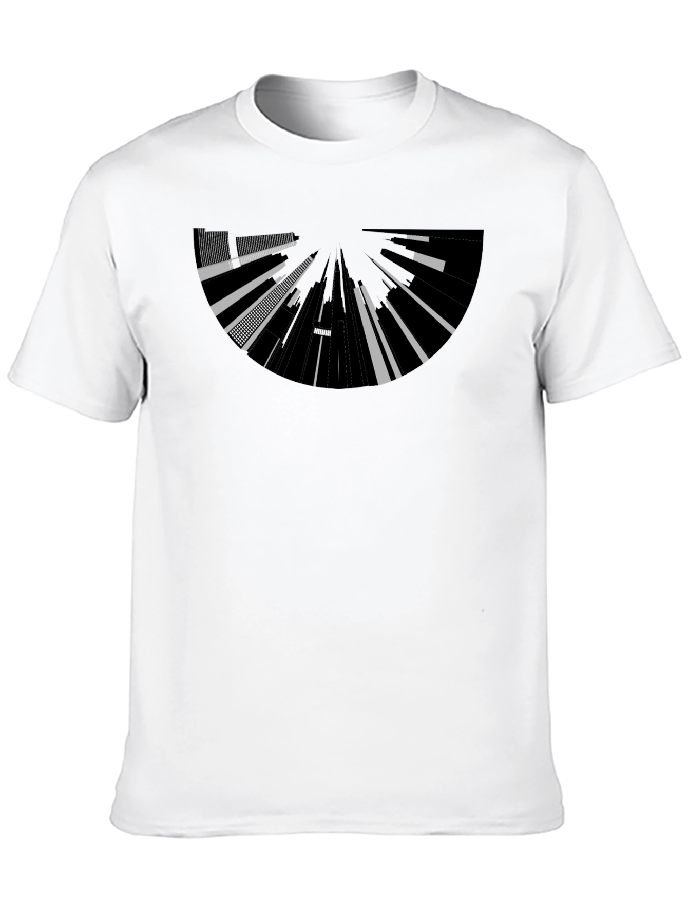 Abstract Cityscape Graphic Tee - Black Cotton