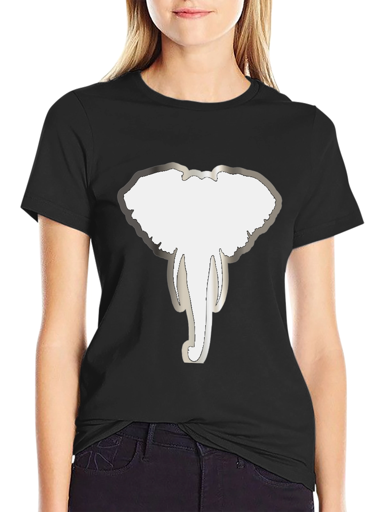 Elephant Head Tee - Graphic Print Black T-Shirt