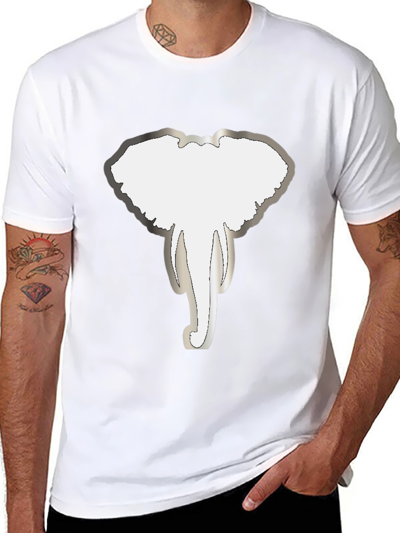 Elephant Head Tee - Graphic Print Black T-Shirt