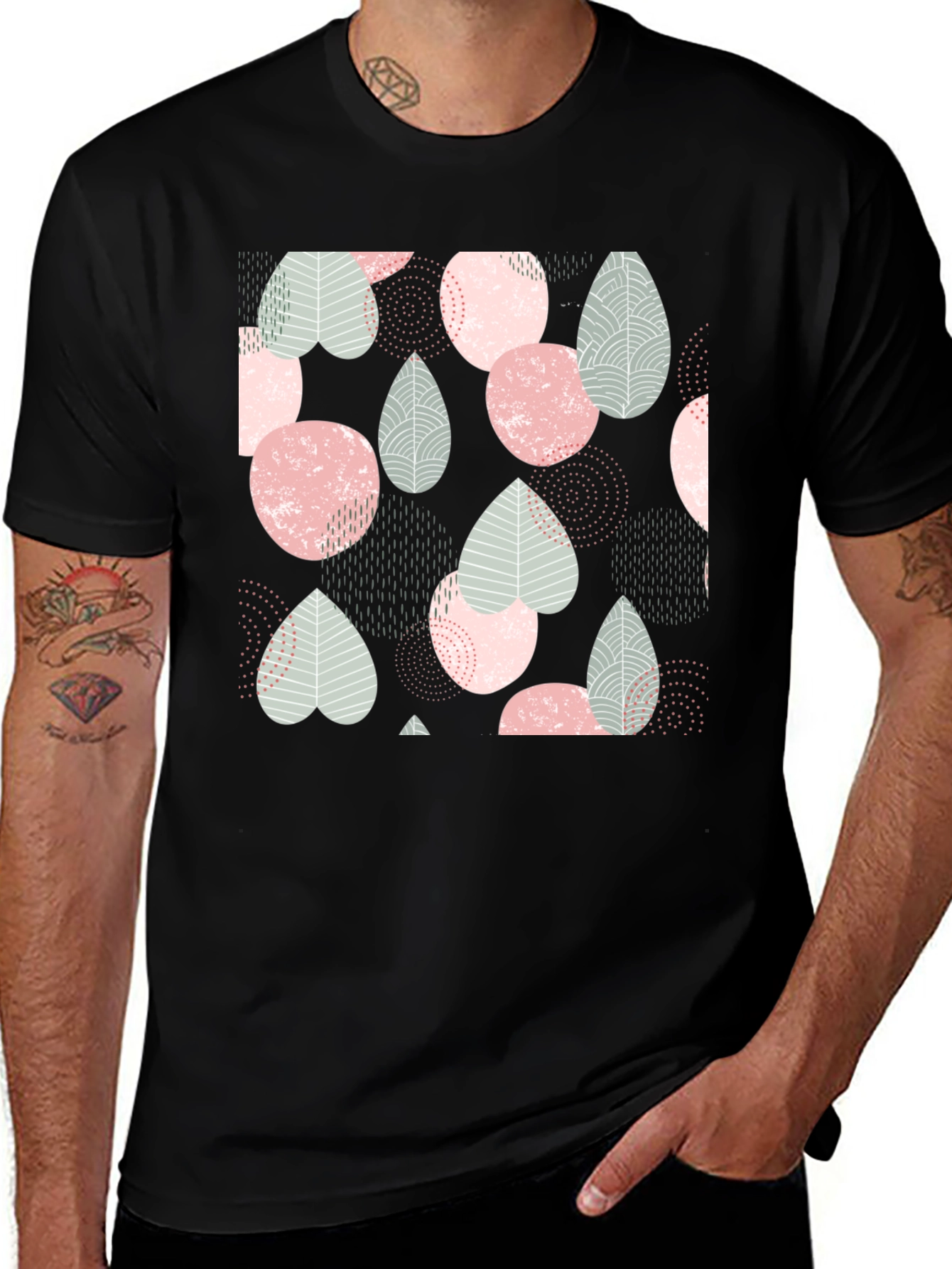 Abstract Pattern Black T-Shirt